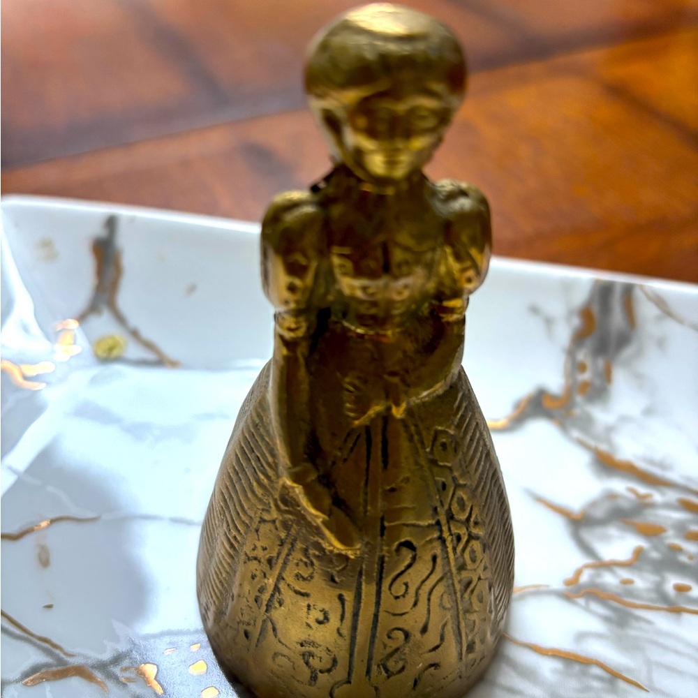 Vintage - Victorian Brass Lady Bell Figurine - Home Art Decor